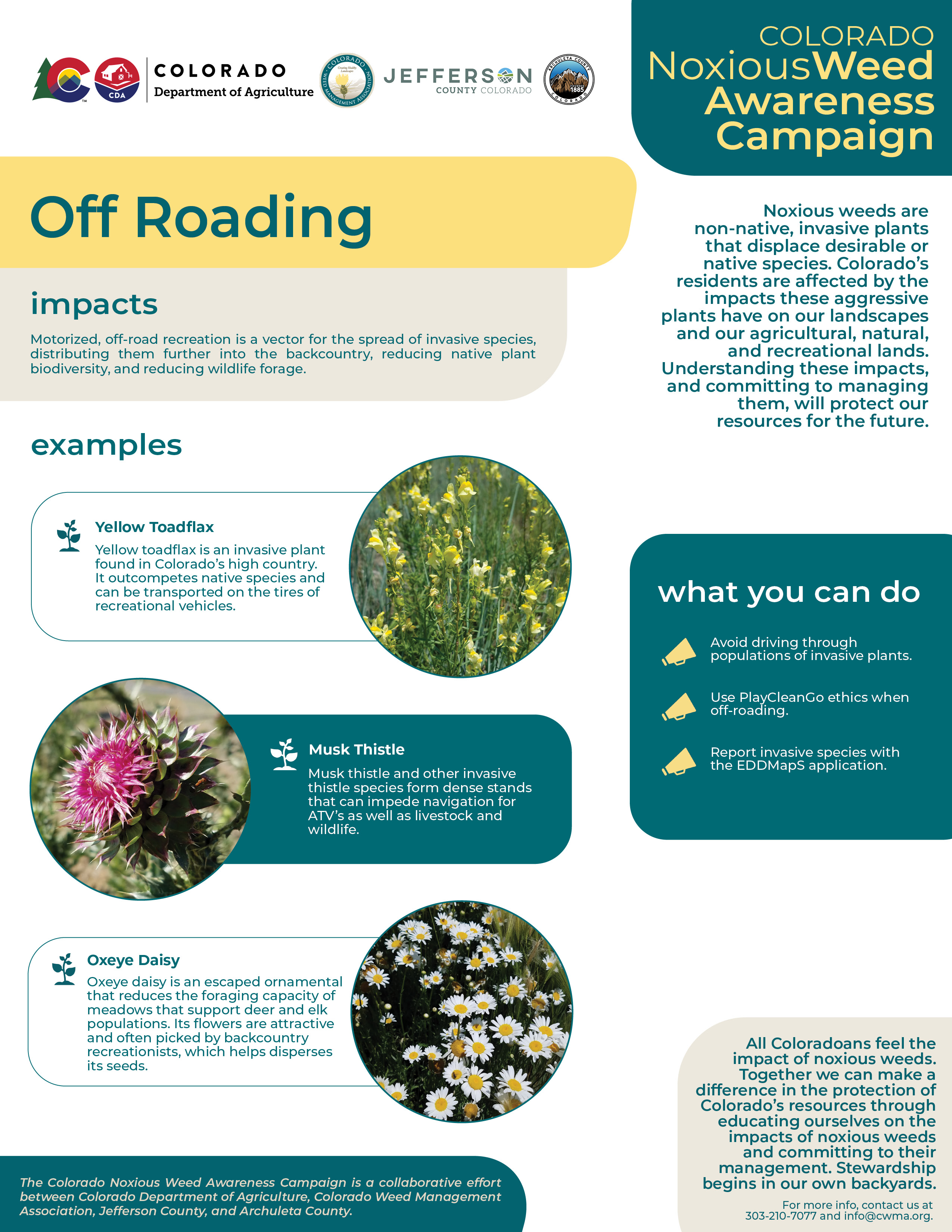 Graphic with information about how noxious weeds impact off roading.