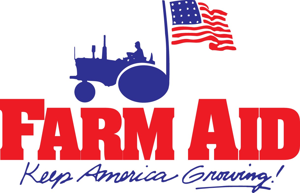 Farm Aid logos with tractor and US flag