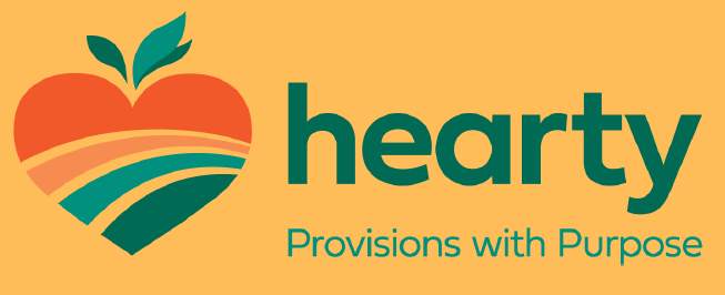Hearty Provisions logo, featuring a heart-shaped fruit