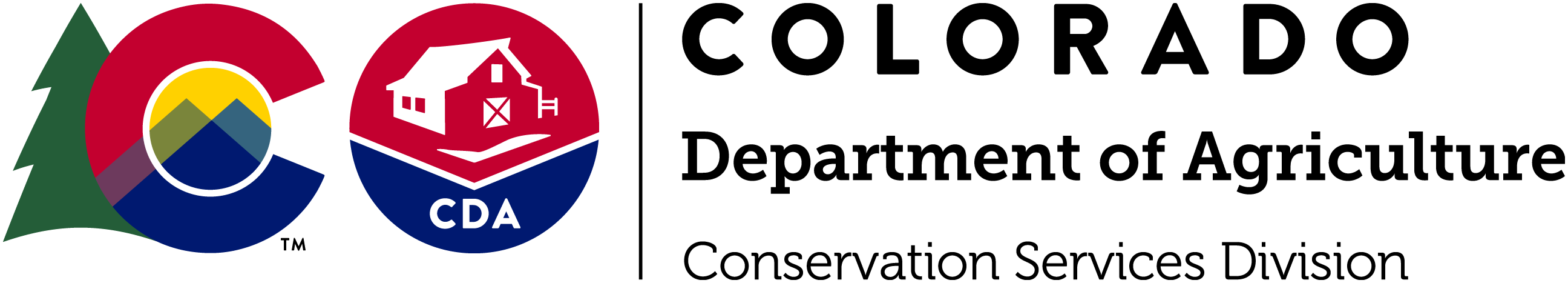 Colorful Colorado and CDA red barn logo for Conservation Division