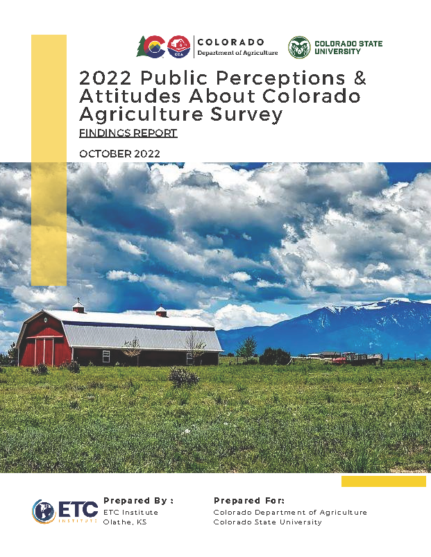 2022 CDA Public Perceptions & Attitudes About Colorado Ag Survey Findings