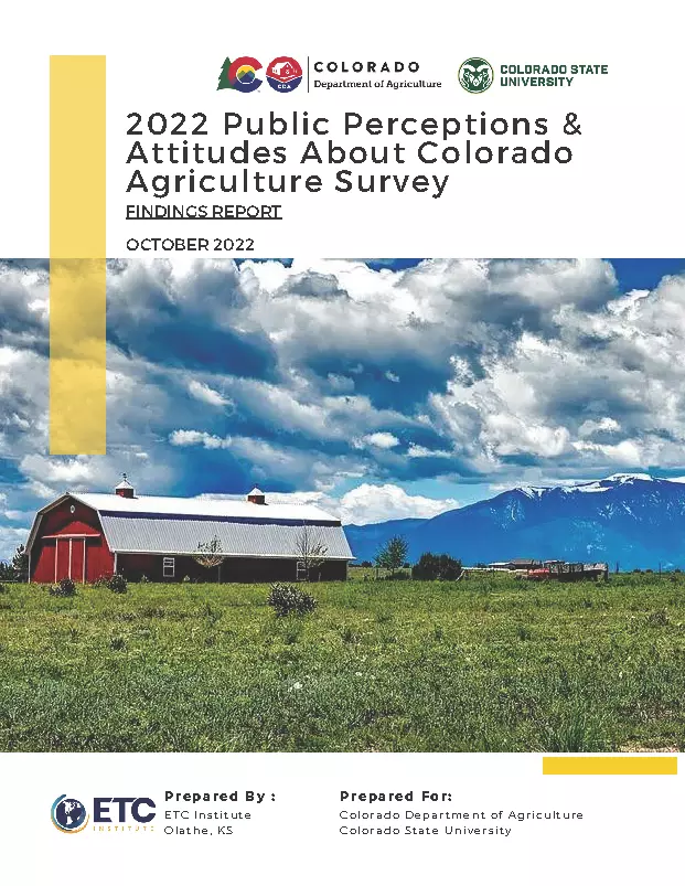 2022 CDA Public Perceptions & Attitudes About Colorado Ag Survey Findings