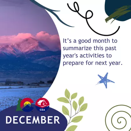 December: It’s a good month to summarize this past year's activities to prepare for next year.