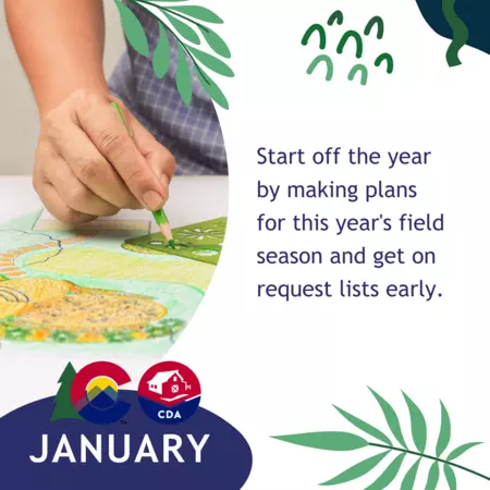 January: Start off the year by making plans for this year's field season and get on request lists early.