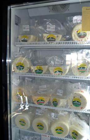 Cheeses inside a fridge at the Yoder Family Farm in Las Animas County, Colorado